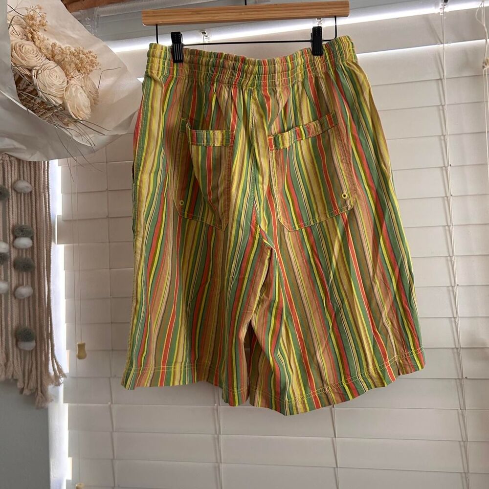 Free People Saylor Poplin long relaxed Shorts rainbow stripe coastal boho S NWT - Picture 3 of 6